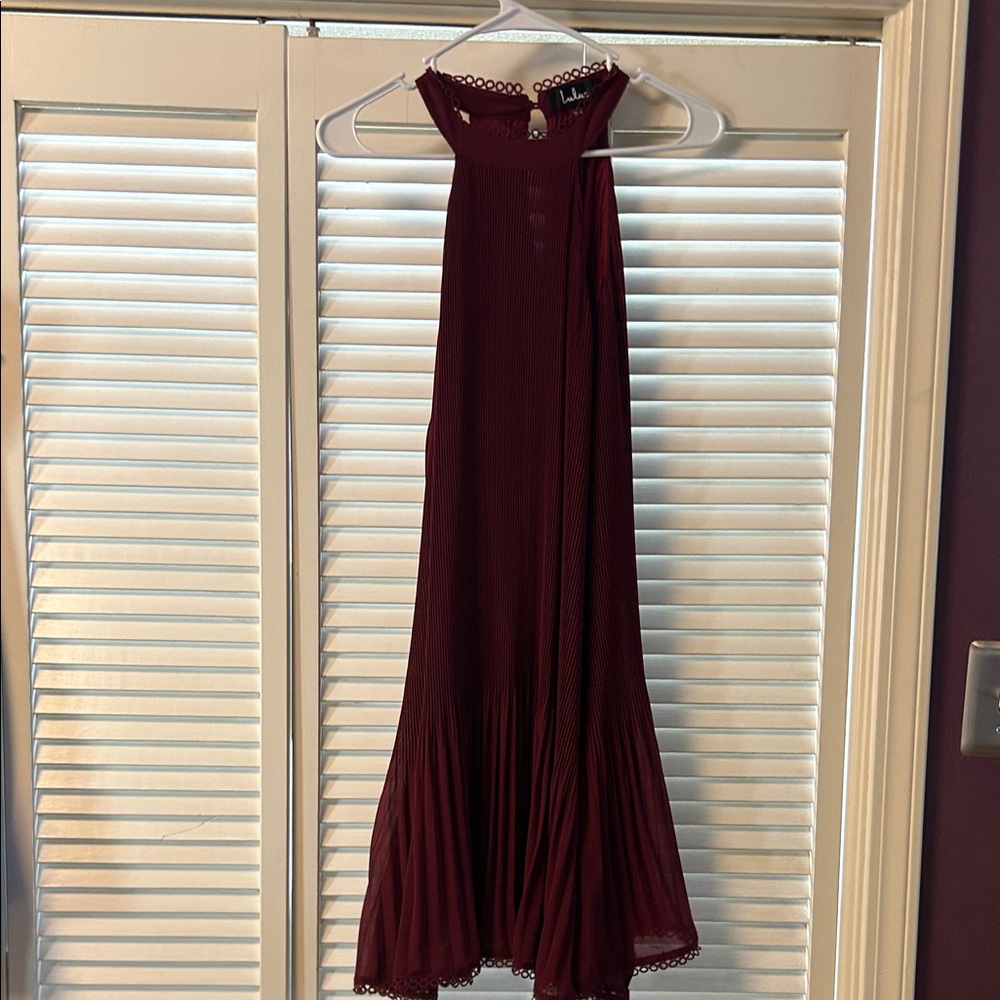 Windsor Wine Halter Pleated Dress